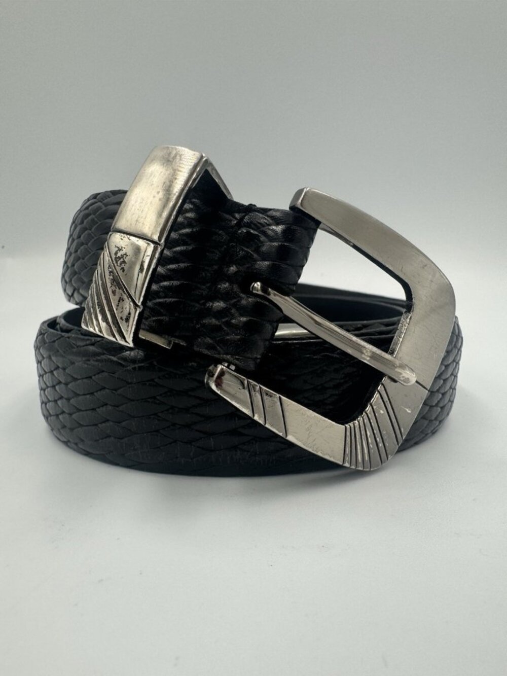 Tulliani Mens Leather Belt Black Italian Calfskin Sz 40